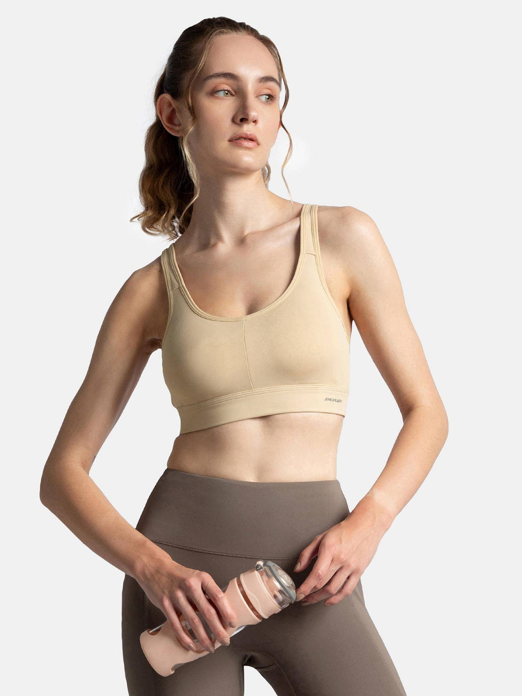 MI18 Wirefree Padded Soft Touch Microfiber Elastane Sports Bra - Skin | sb09 - view 2