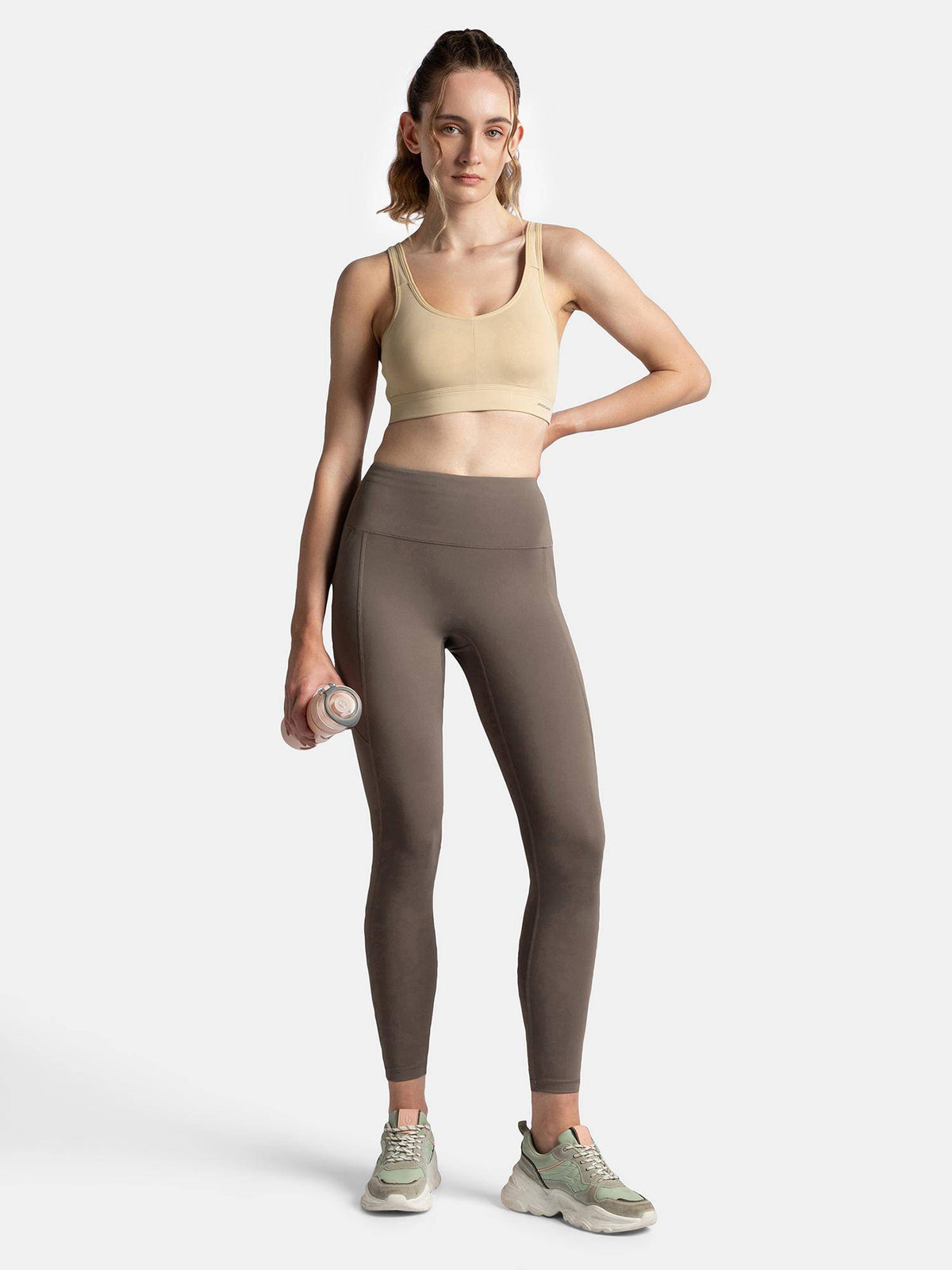 MI18 Wirefree Padded Soft Touch Microfiber Elastane Sports Bra - Skin | sb09 - view 6