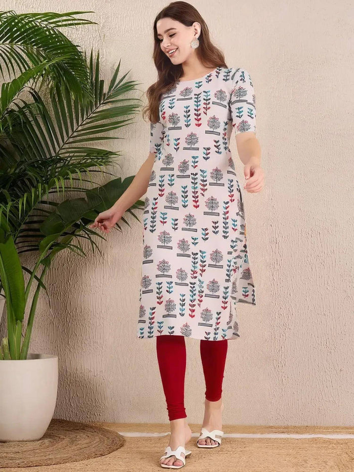 Women Stylish Crepe Printed Straight Kurta - Grey | U3S - view 1