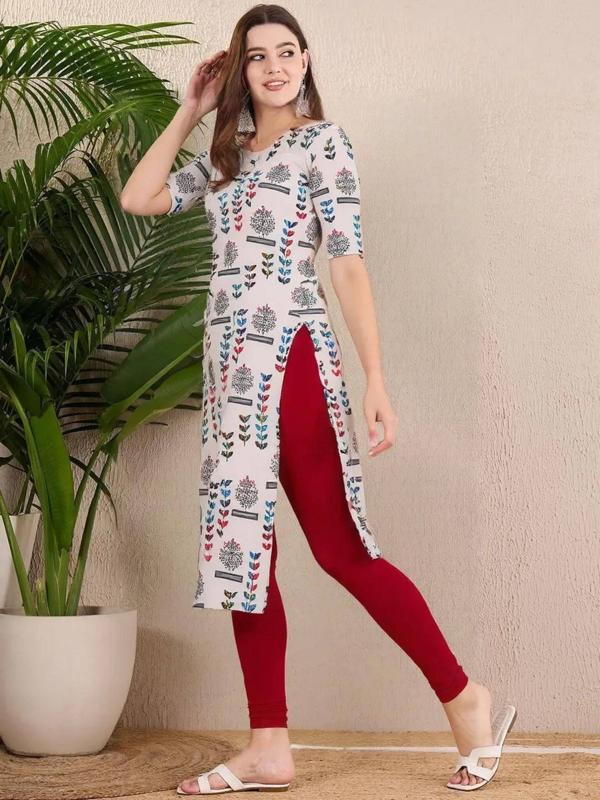 Women Stylish Crepe Printed Straight Kurta - Grey | U3S - view 2