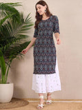 Women Stylish Crepe Printed Straight Kurta - Maroon | U3S - view 5