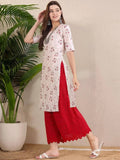 Women Stylish Crepe Printed Straight Kurta - Beige | U3S - view 1