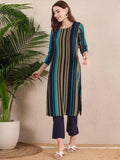Women Stylish Crepe Printed Straight Kurta - Multi-Color | KDG - view 1