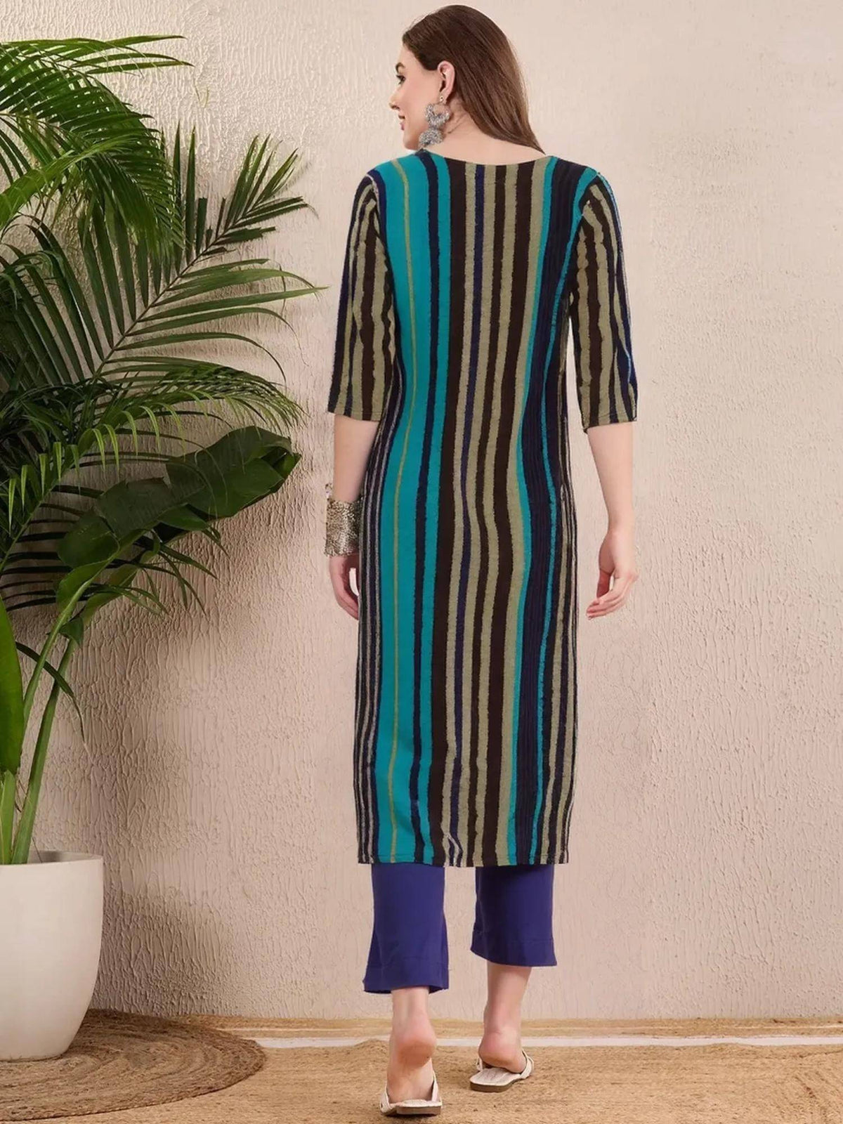 Women Stylish Crepe Printed Straight Kurta - Multi-Color | KDG - view 4