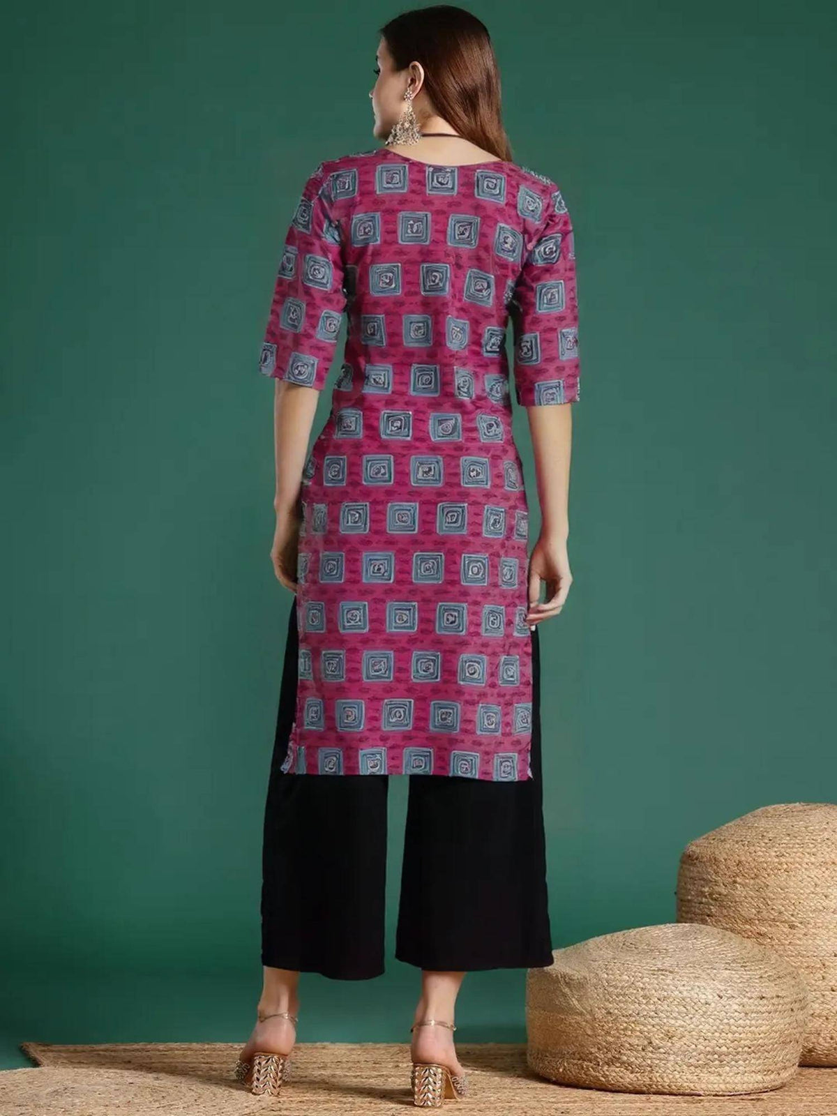 Women Stylish Crepe Printed Straight Kurta - Maroon | KDG - view 4