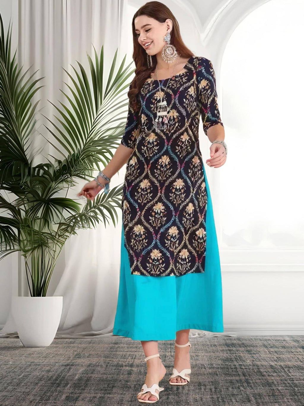 Women Stylish Crepe Printed Straight Kurta - Maroon | FY93 - view 5