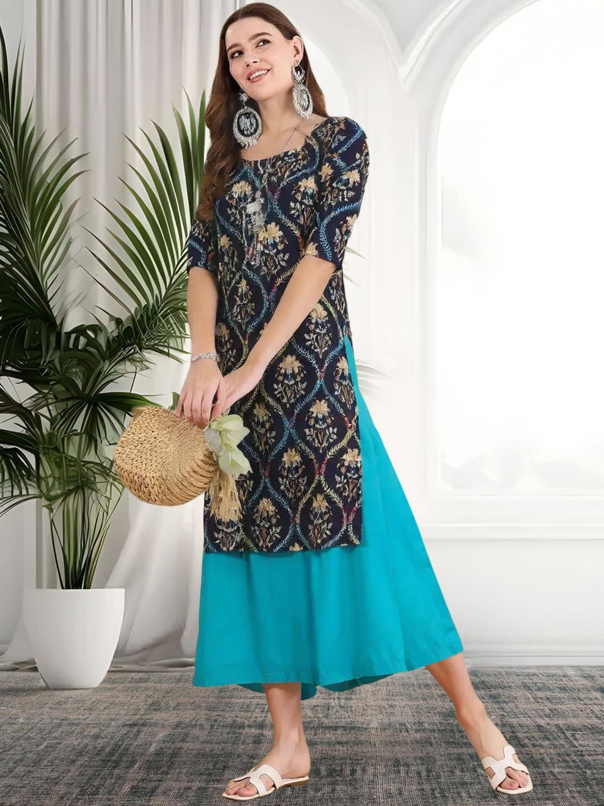 Women Stylish Crepe Printed Straight Kurta - Maroon | FY93 - view 7