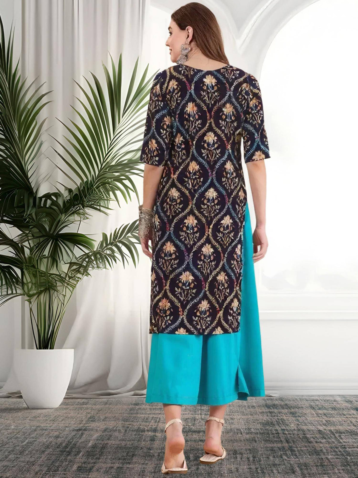 Women Stylish Crepe Printed Straight Kurta - Maroon | FY93 - view 8