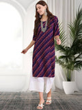 Women Stylish Crepe Printed Straight Kurta - Blue | KDG - view 1