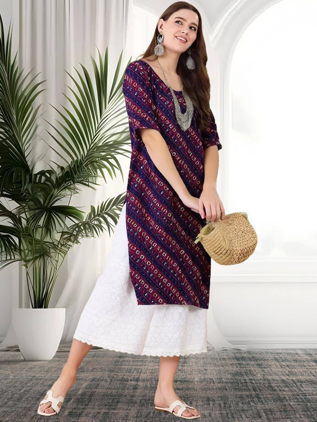 Women Stylish Crepe Printed Straight Kurta - Blue | KDG - view 4