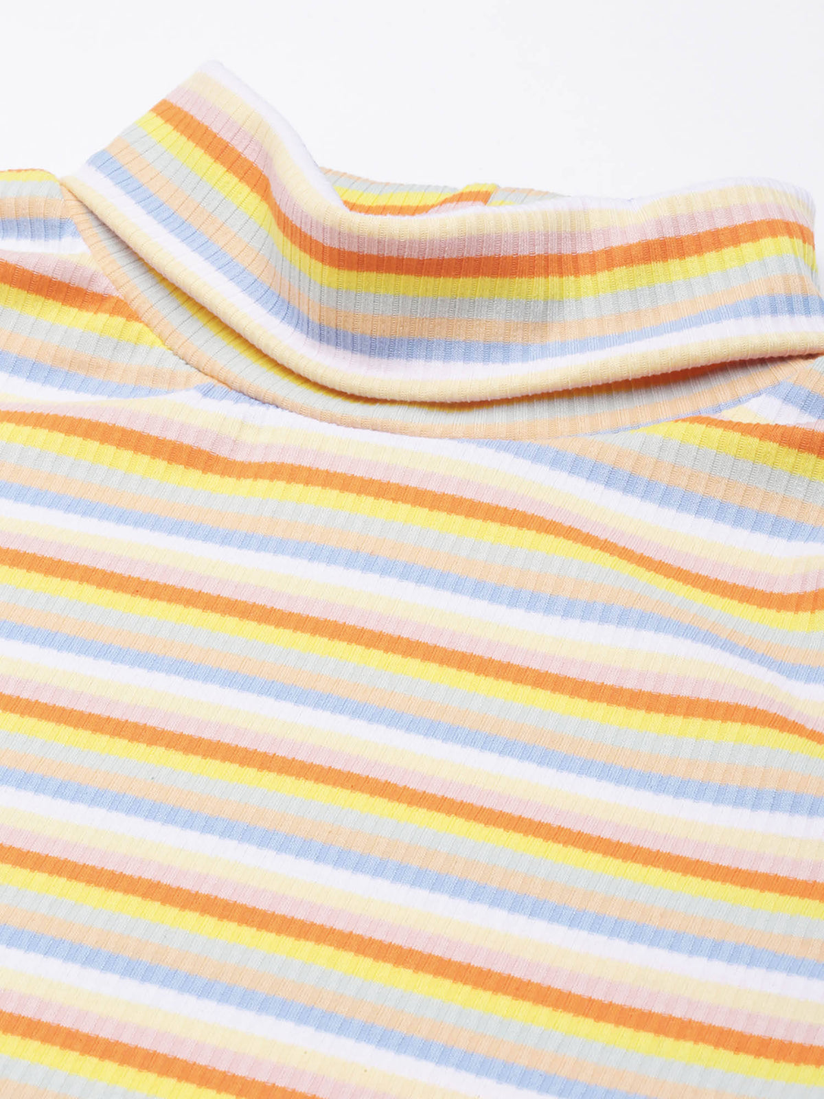 Womens Striped Orange Fitted Crop Top | CT61 - view 8