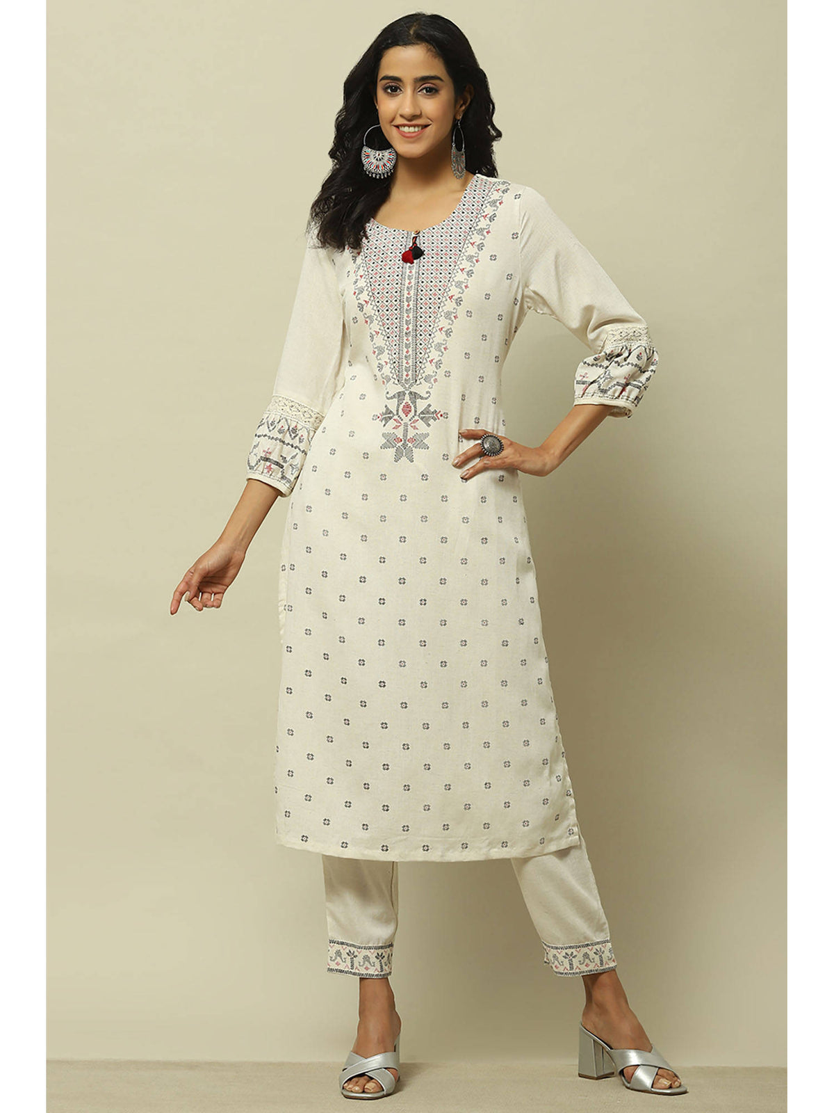 Off White Rayon Straight Kurta | FY93 - view 1