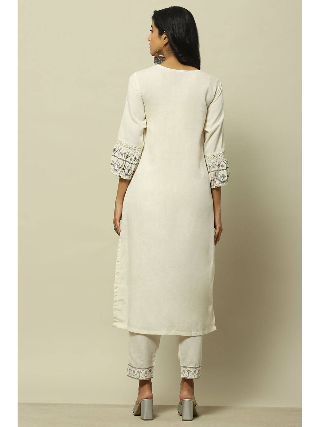 Off White Rayon Straight Kurta | FY93 - view 4