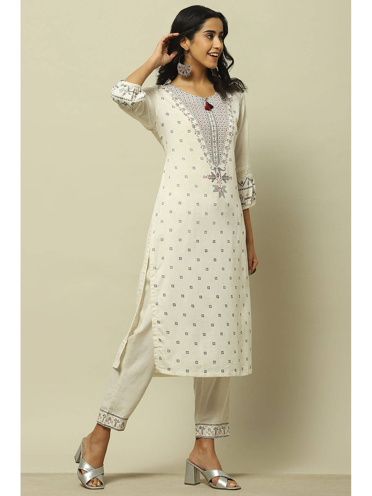 Off White Rayon Straight Kurta | KDG - view 5