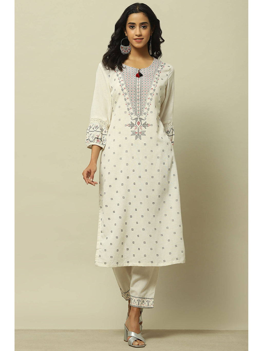 Off White Rayon Straight Kurta | FY93 - view 6