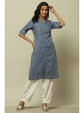 Indigo Blue Cambric Straight Kurta | KDG - view 1