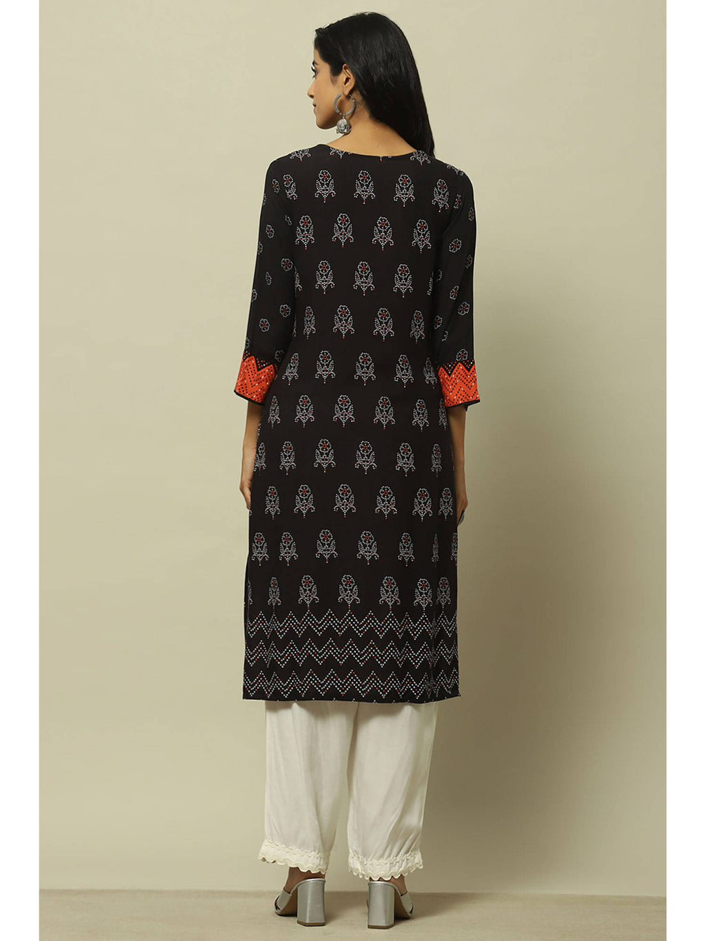 Black Rayon Straight Kurta | KDG - view 4
