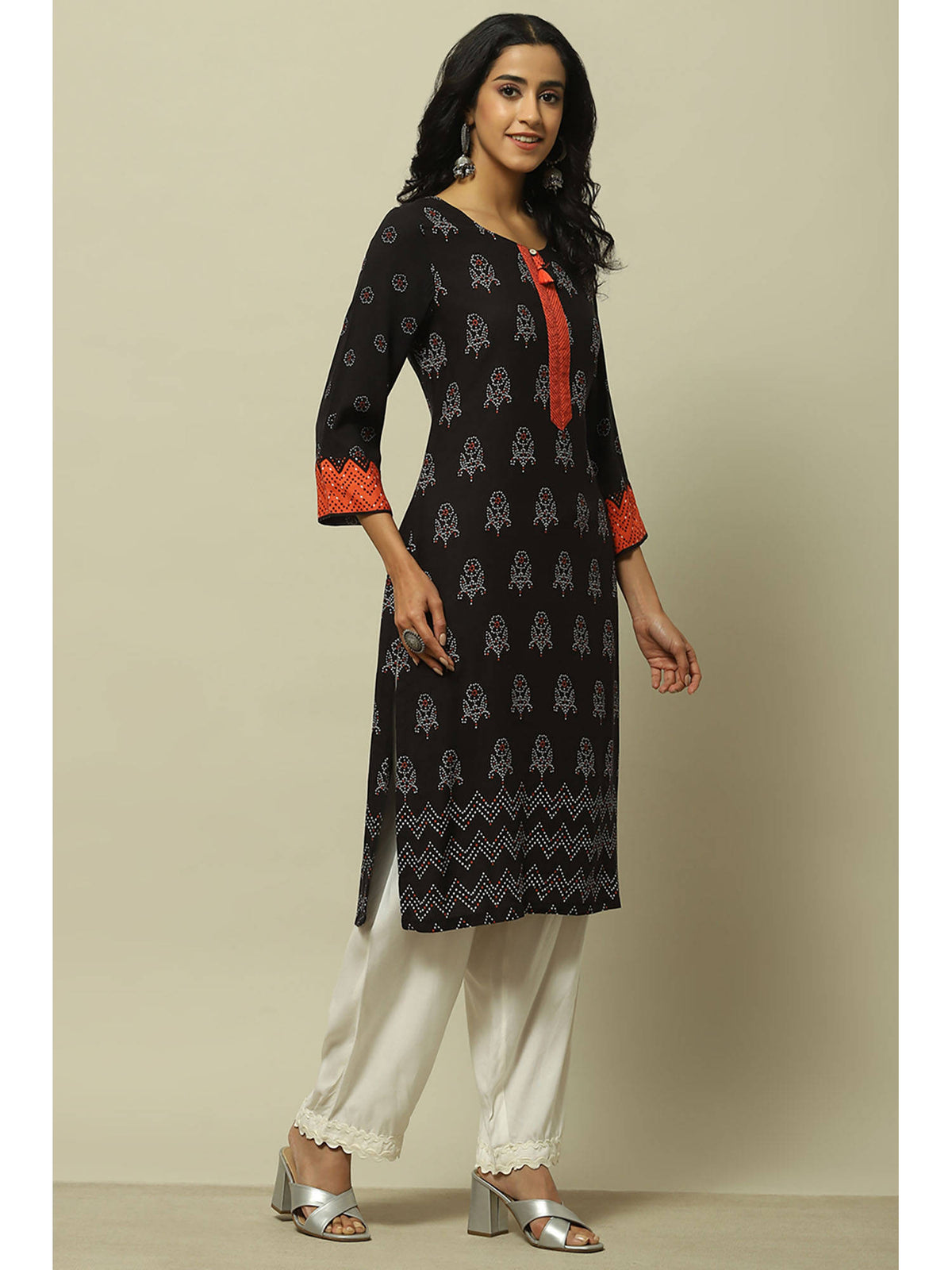 Black Rayon Straight Kurta | FY93 - view 5