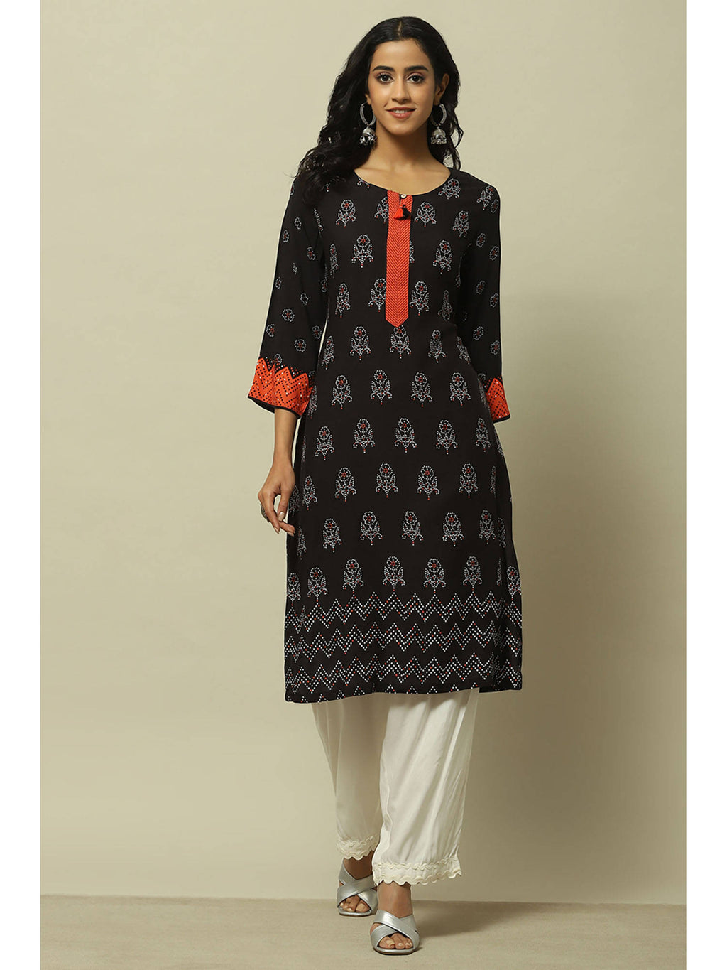 Black Rayon Straight Kurta | KDG - view 6