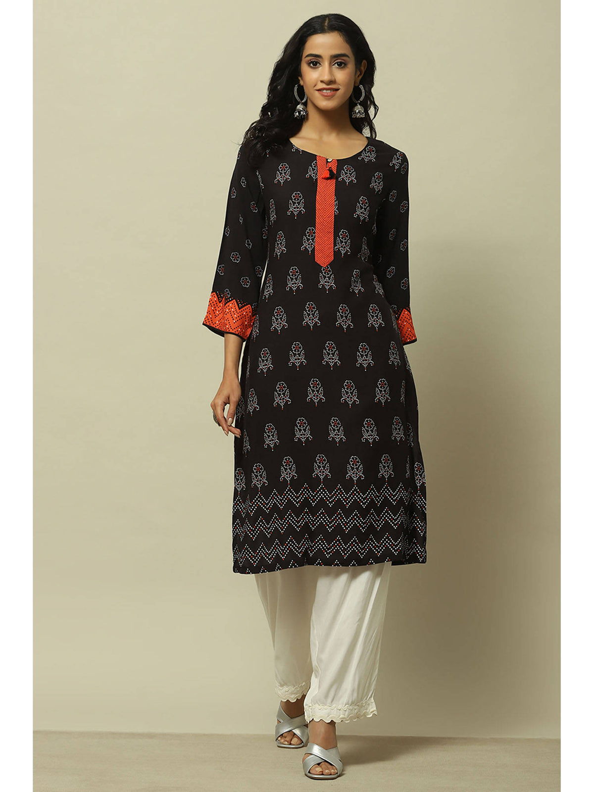 Black Rayon Straight Kurta | KDG - view 6