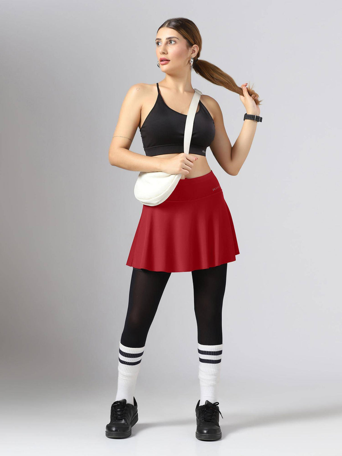 High WaistWorkout Skorts - Maroon - view 3