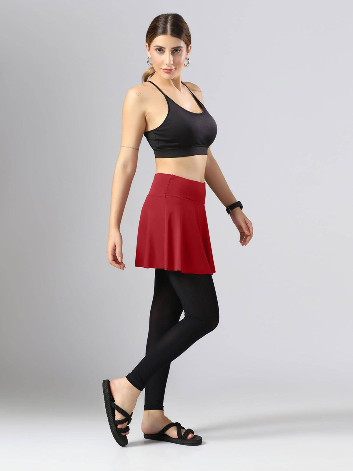 High WaistWorkout Skorts - Maroon - view 4