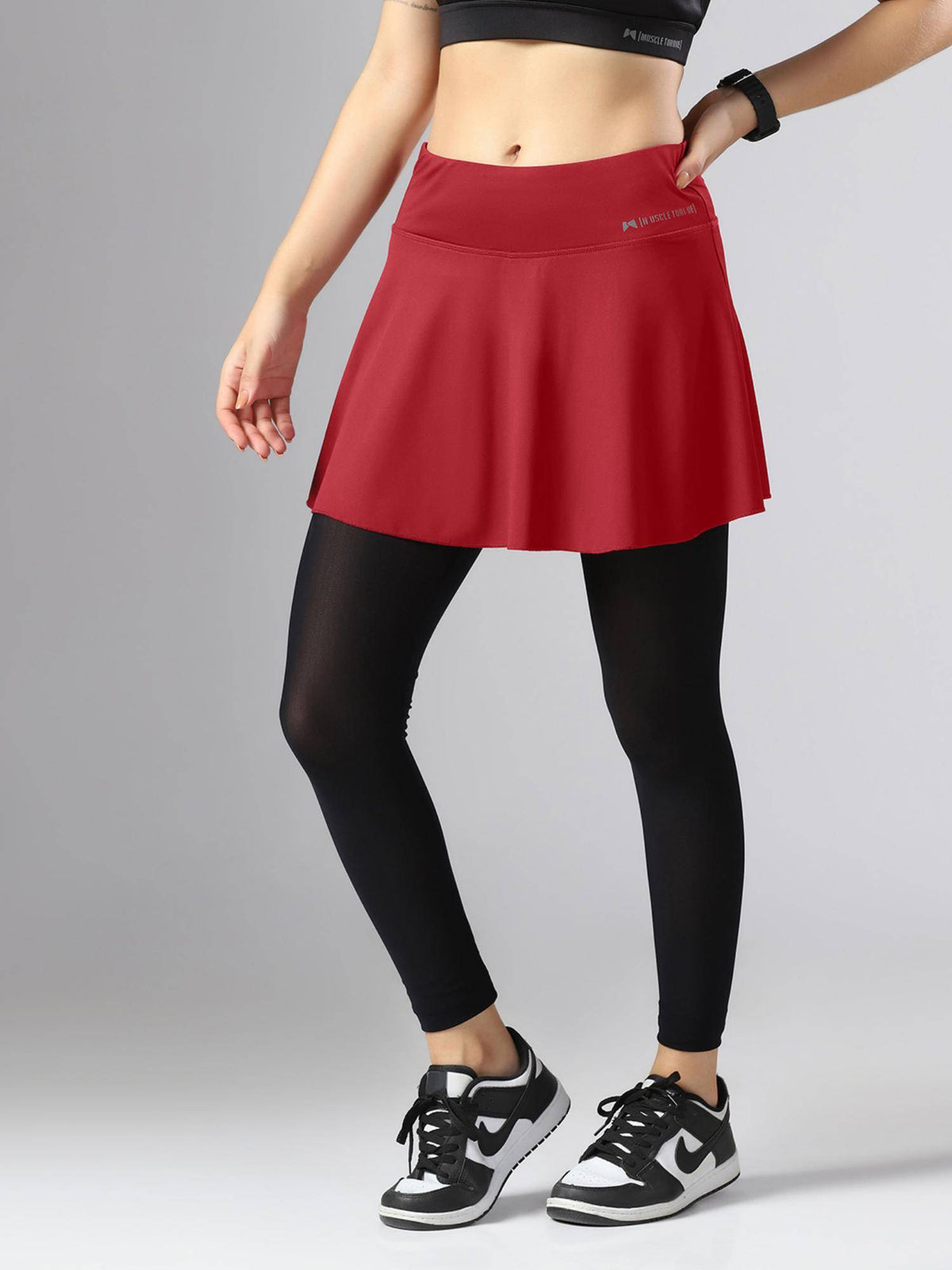 High WaistWorkout Skorts - Maroon - view 6