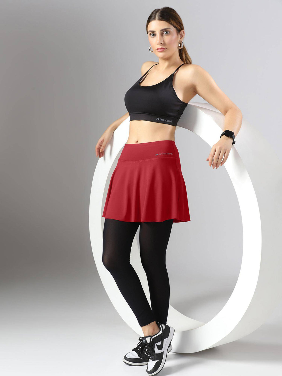 High WaistWorkout Skorts - Maroon - view 7