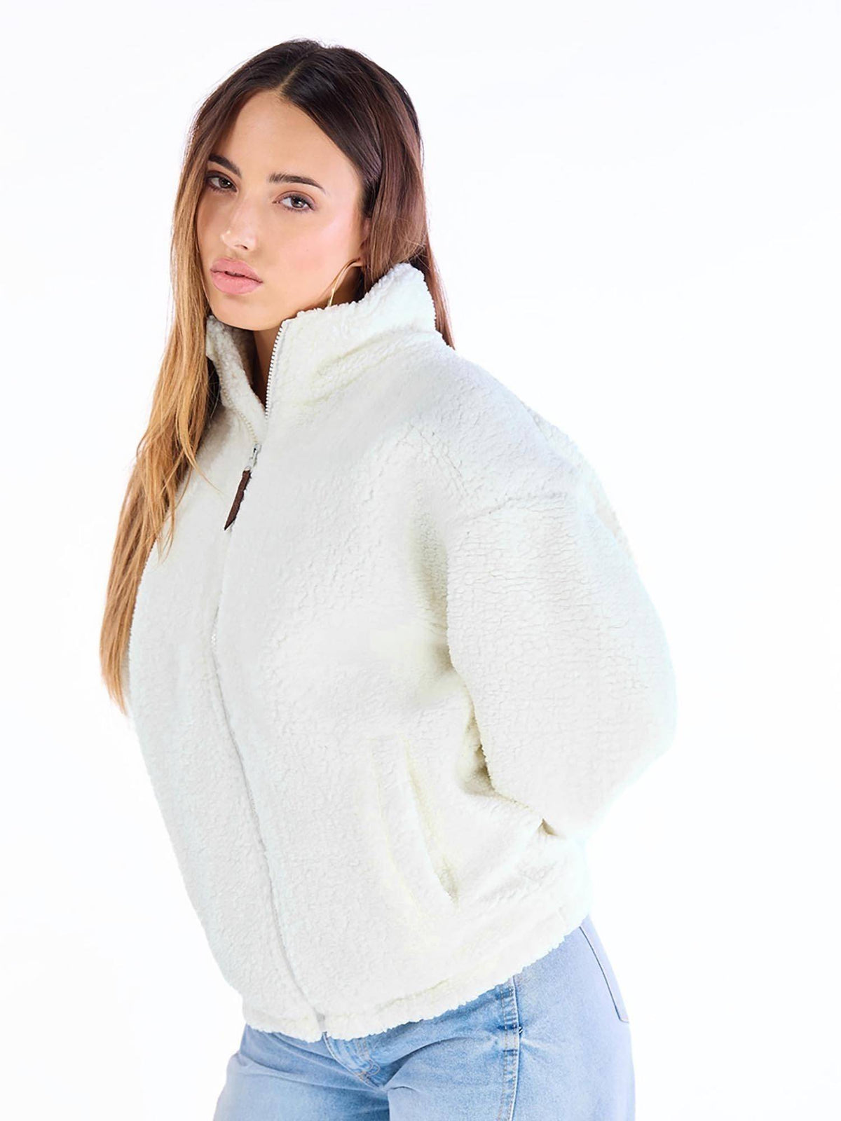 Women's White Dramatic Typography Super Loose Fit Jacket | JC78 - view 4