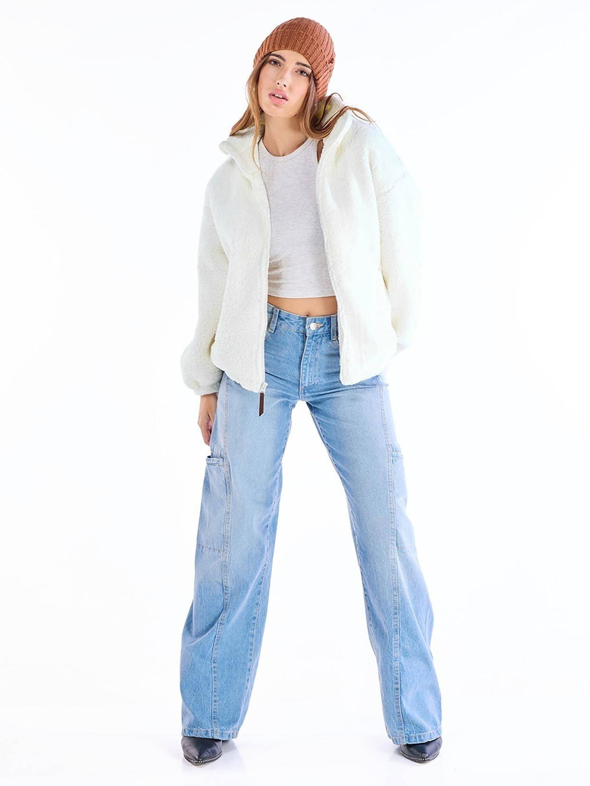 Women's White Dramatic Typography Super Loose Fit Jacket | JC78 - view 5