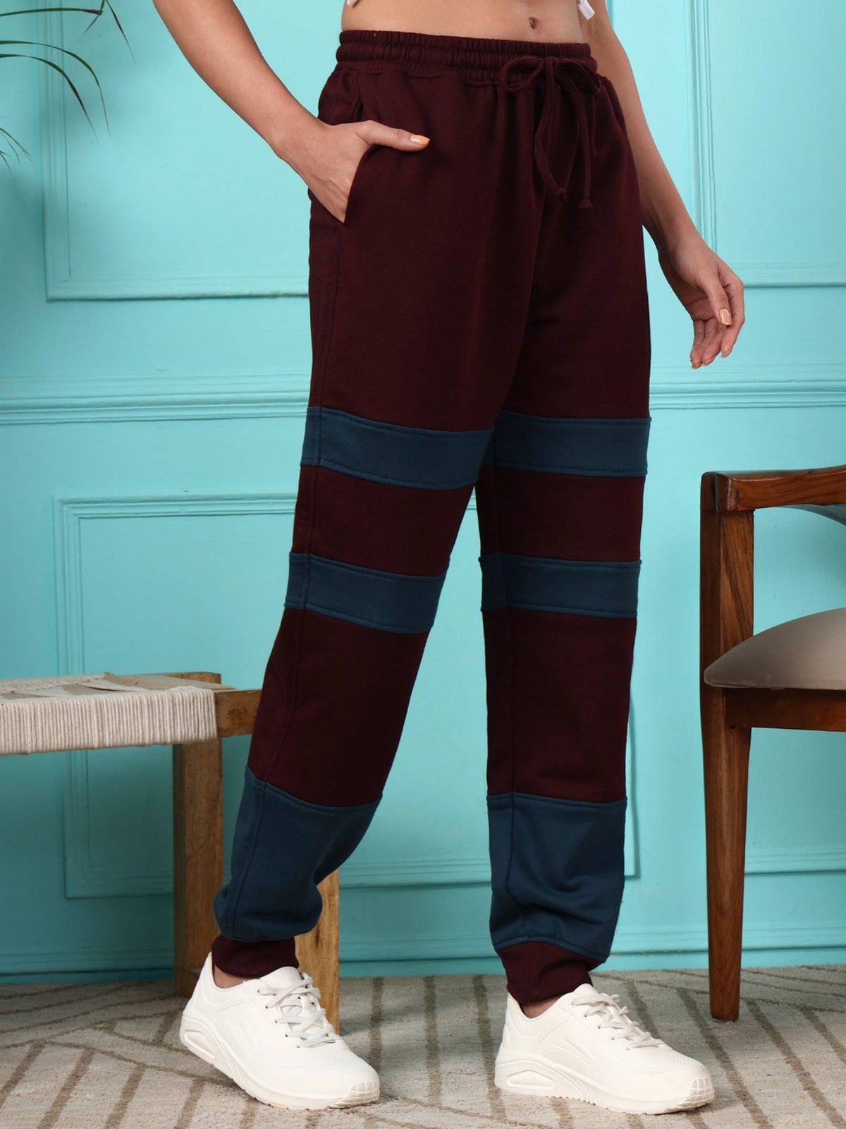 Burgundy Women Joggers | WJ89 - view 4