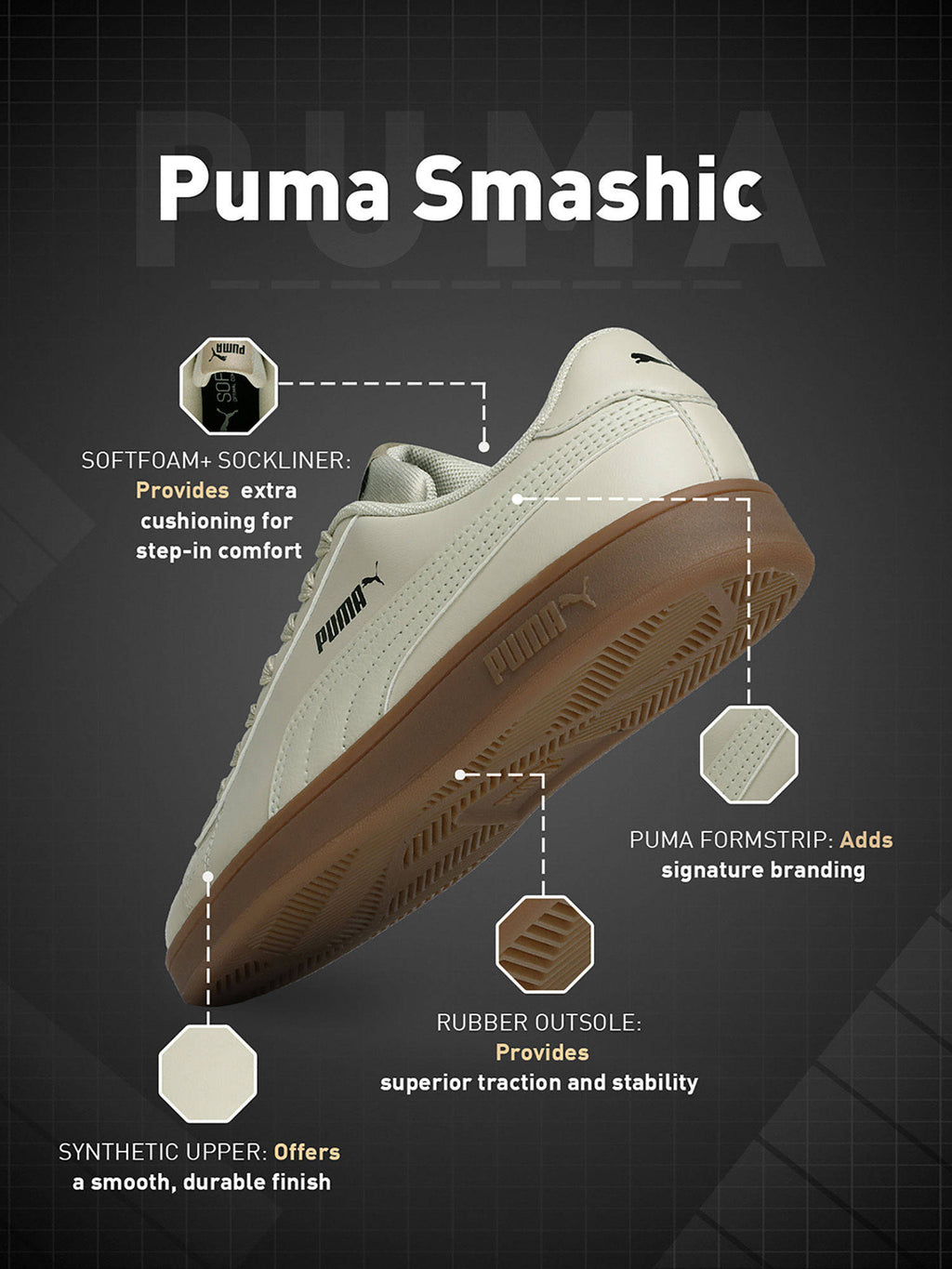 Smashic Comfort Casual Sneakers - Beige | SN09 - view 7