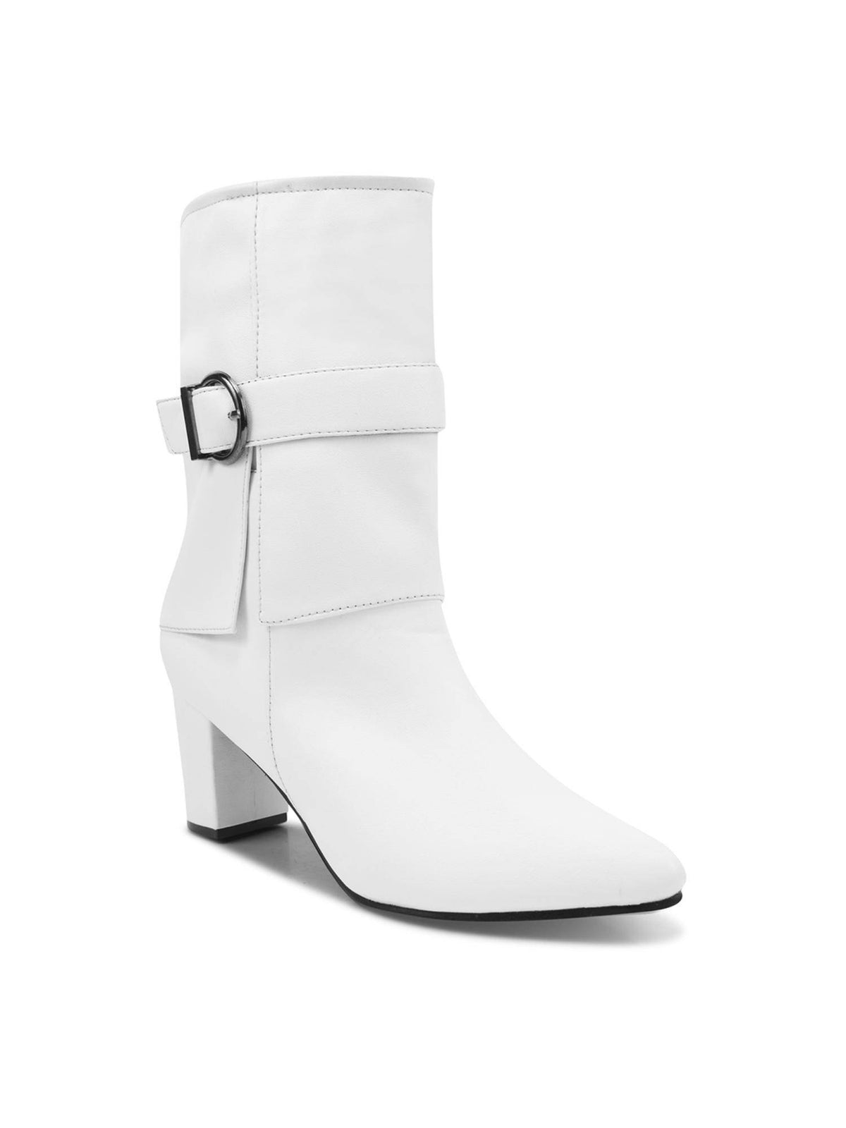 White Stylish Block Heel Casual Boots | BT61 - view 2