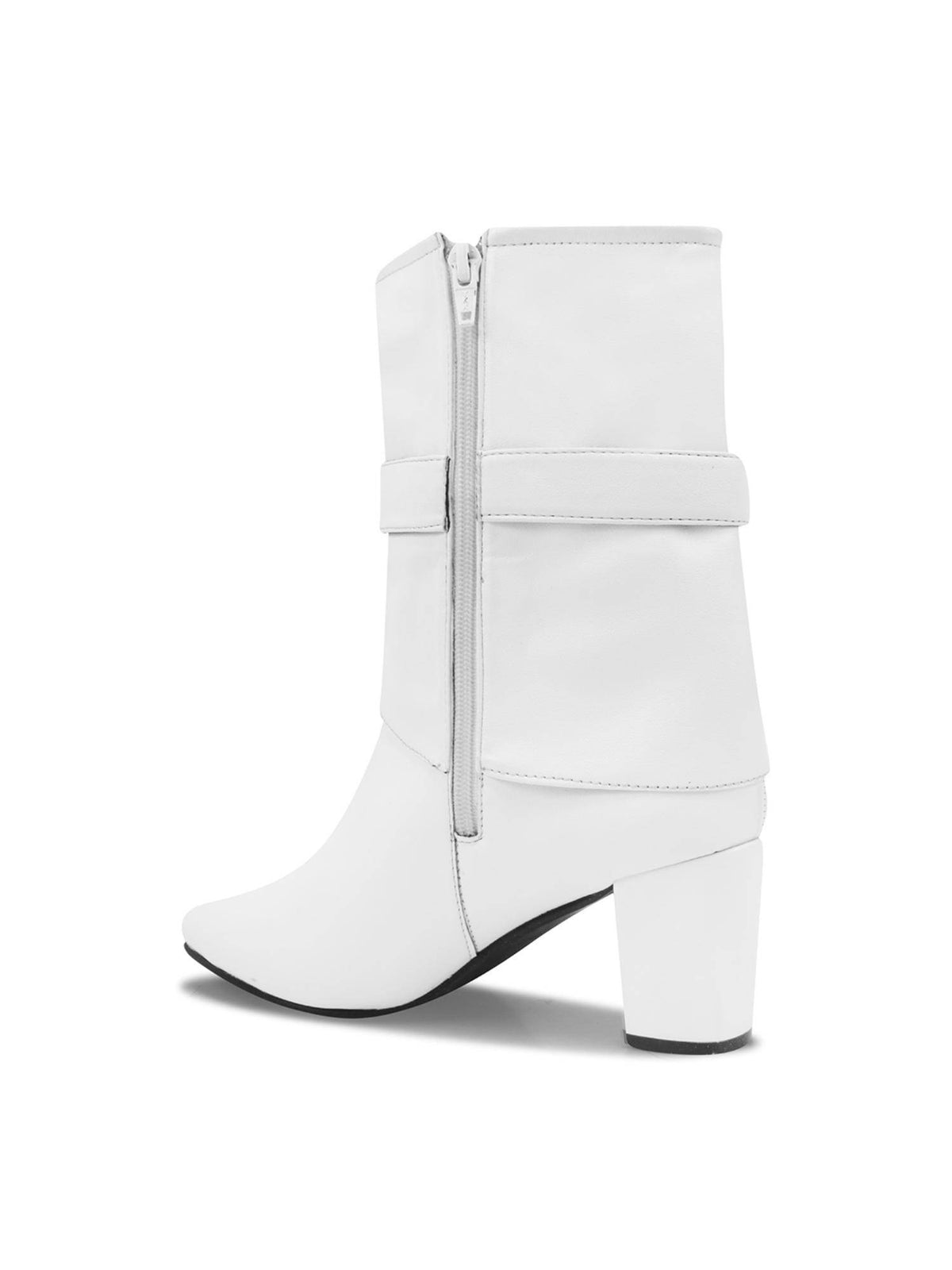 White Stylish Block Heel Casual Boots | BT61 - view 3