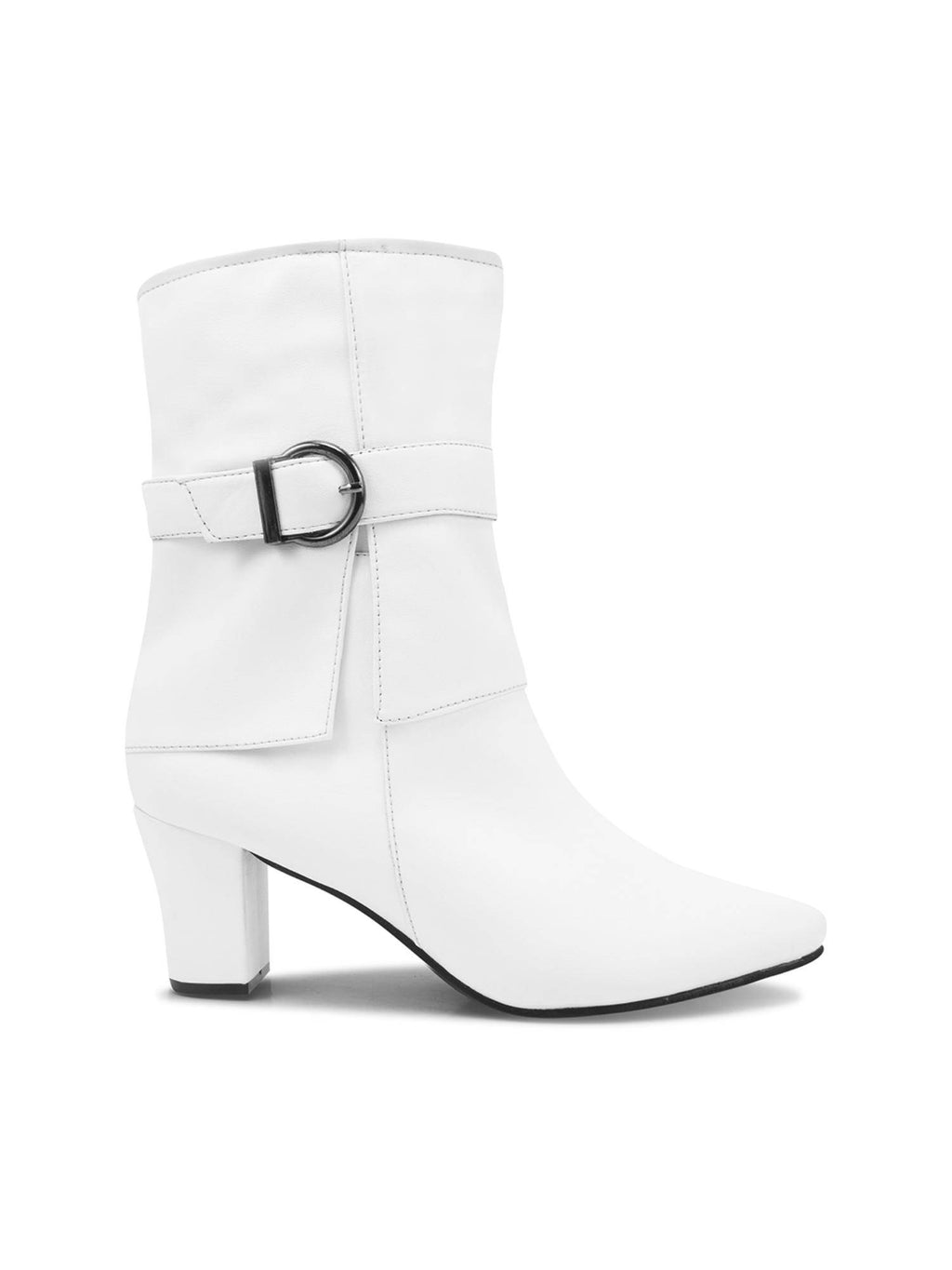 White Stylish Block Heel Casual Boots | BT61 - view 6
