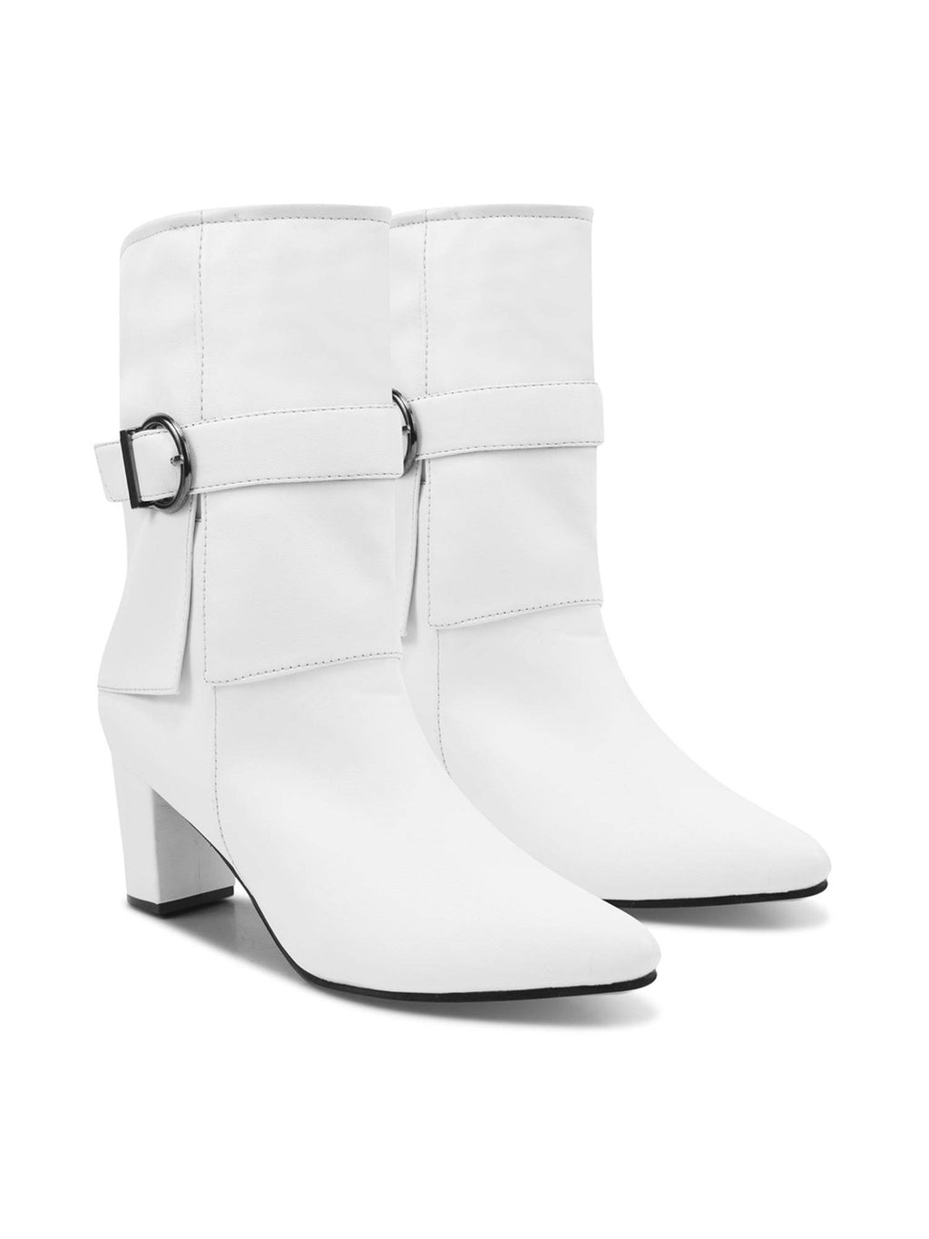 White Stylish Block Heel Casual Boots | BT61 - view 7