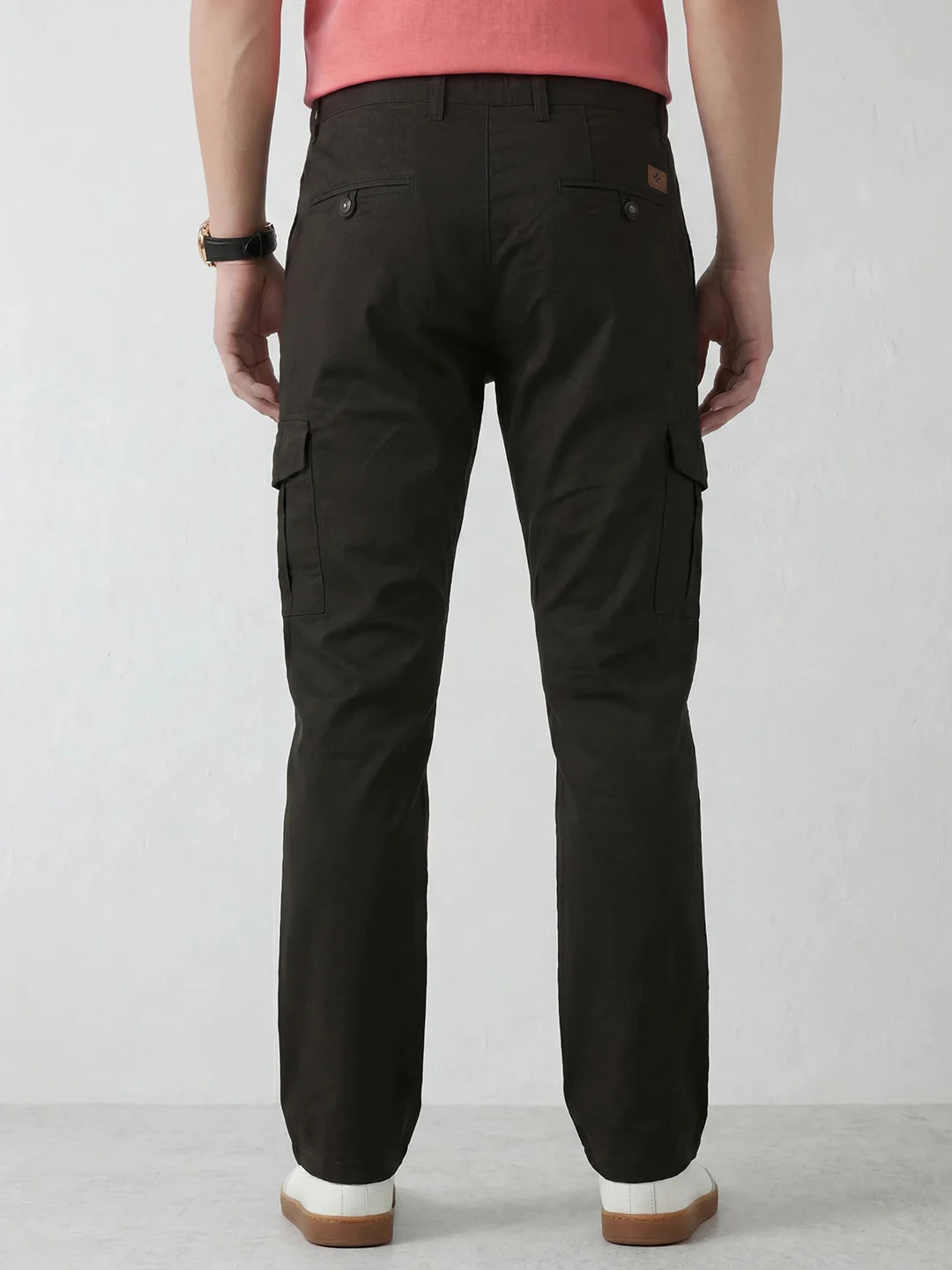 Straight Fit Solid Cargo Trouser | Olive