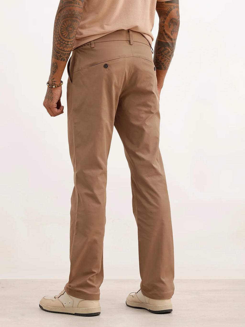 Solid Straight Fit Blended Trouser | Brown