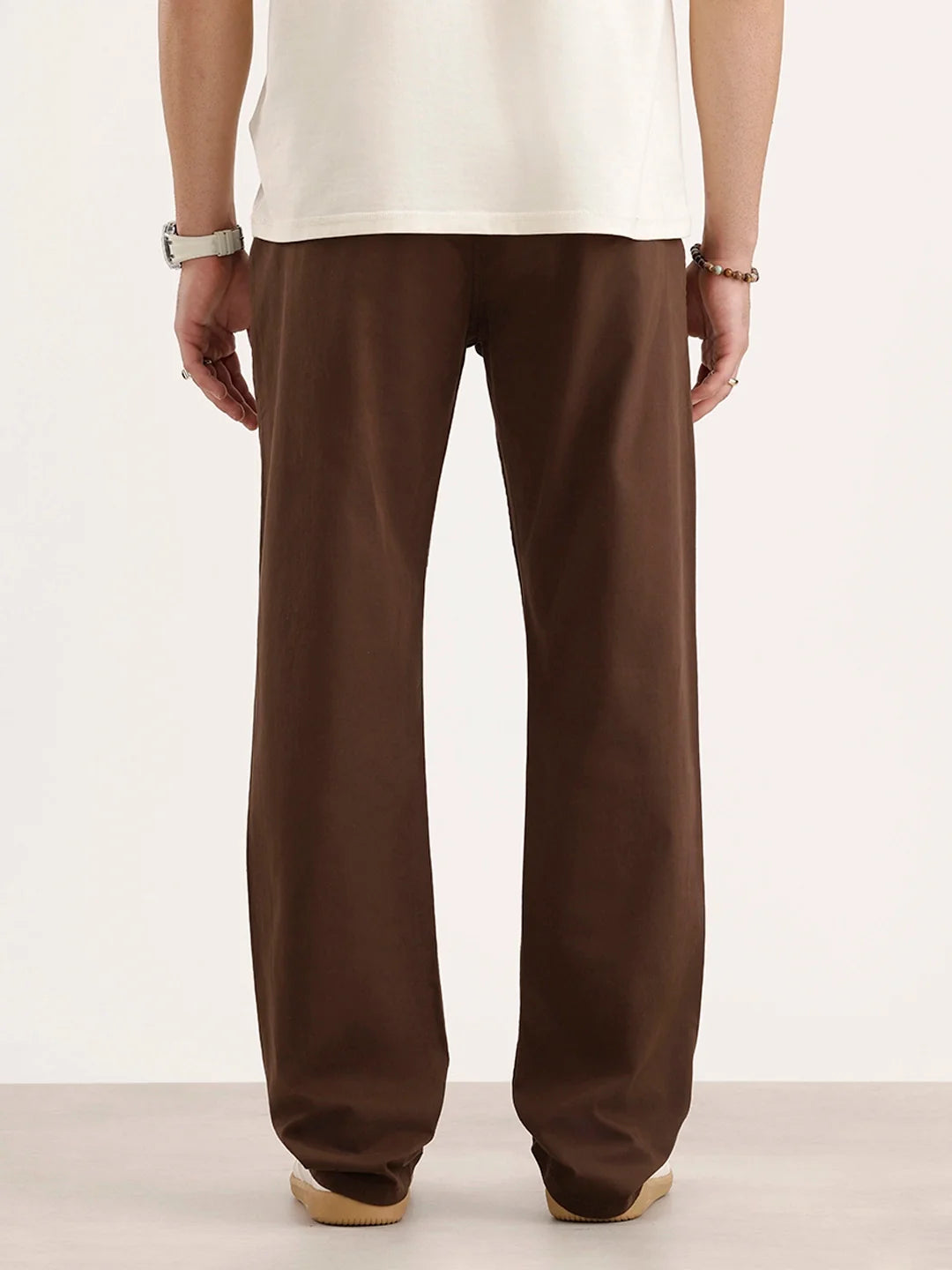 Solid Straight Fit Trouser | Brown