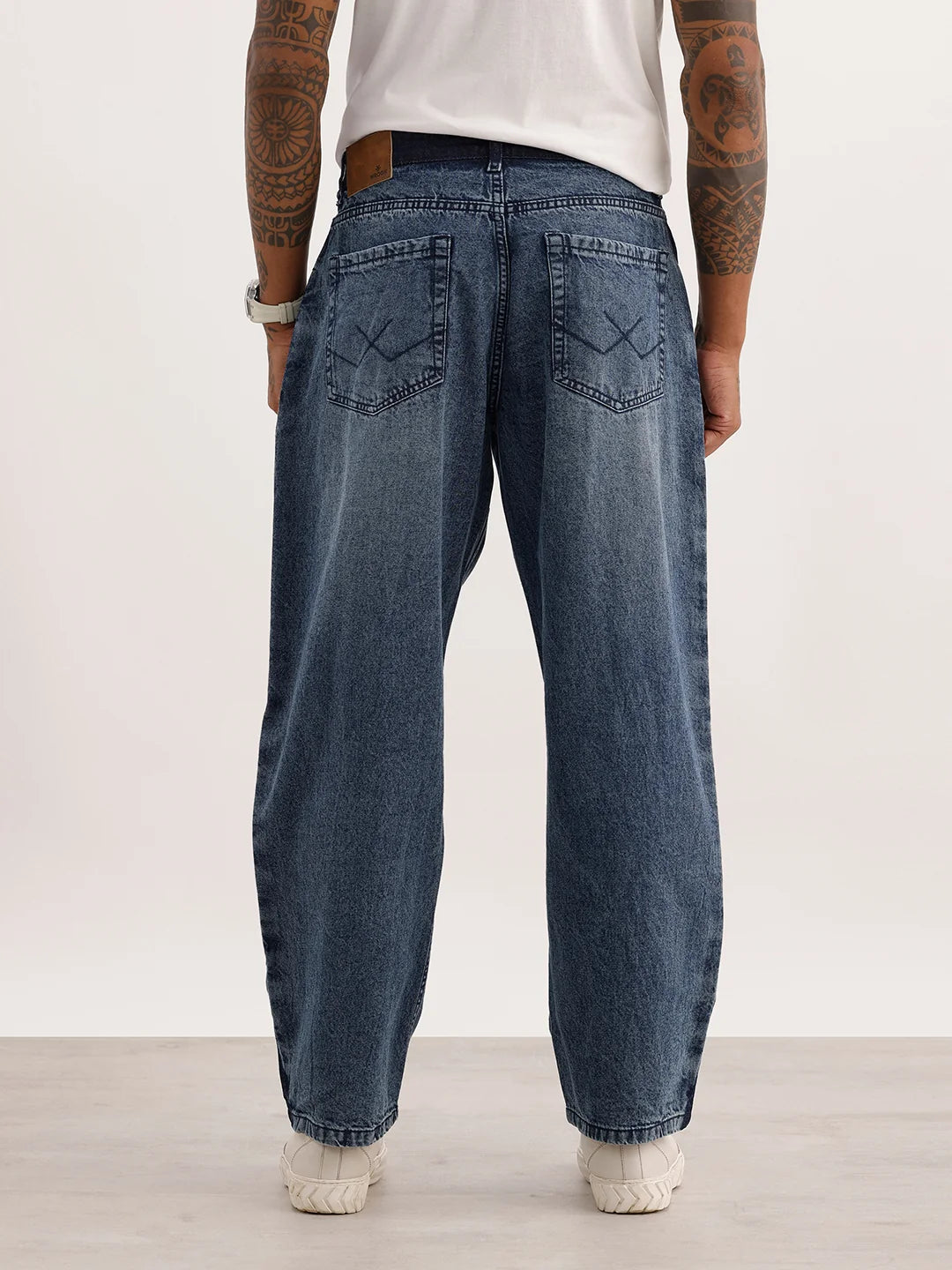 Washed Loose Fit Denim Jeans | Dark Blue