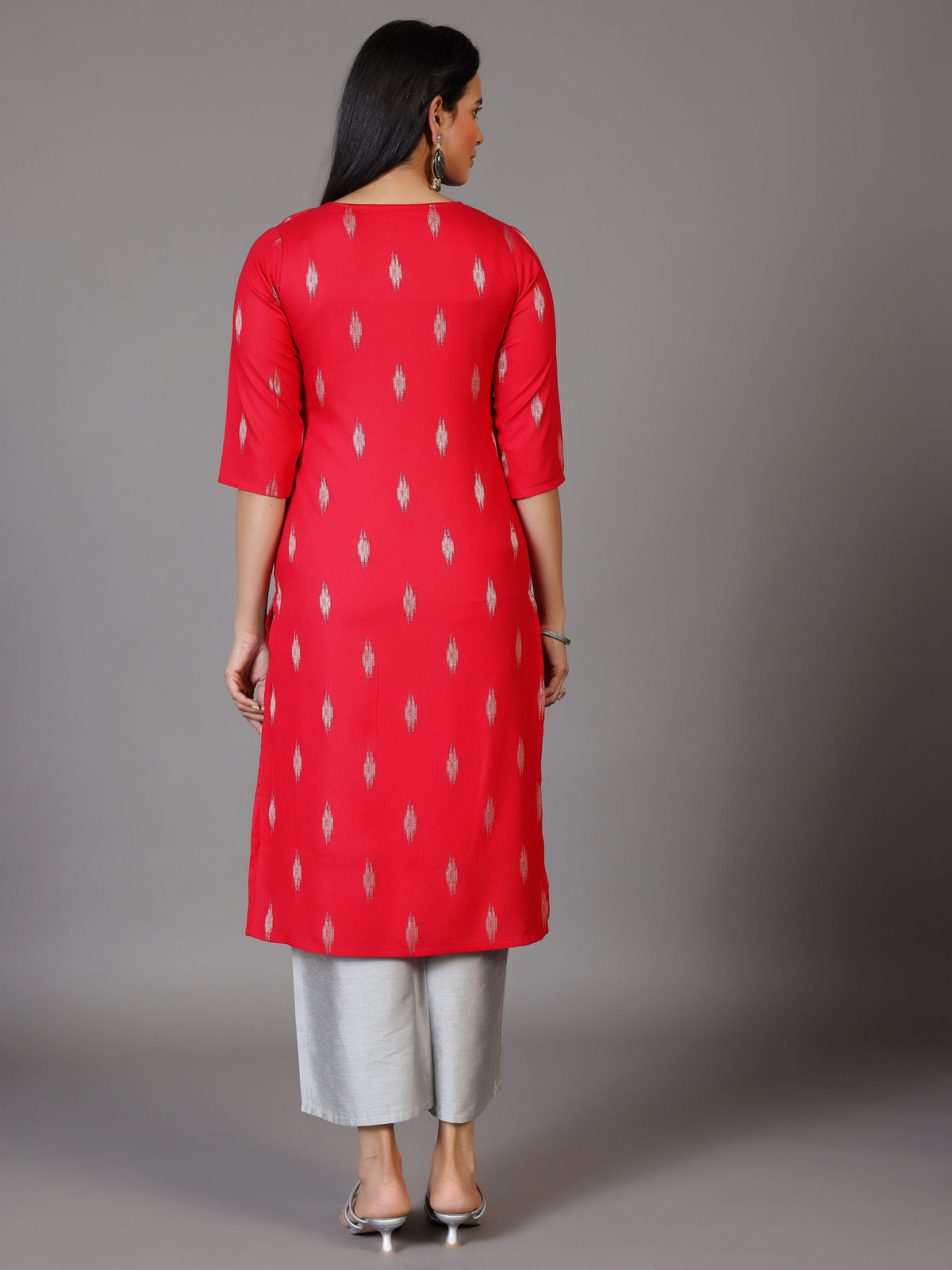 Gerua Pink Woven Design Rayon Straight Kurta