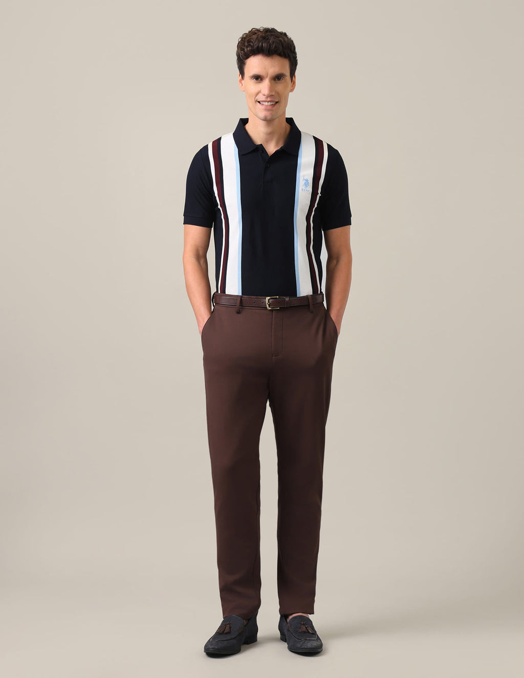 Vertical Striped Slim Fit Polo Shirt USP0