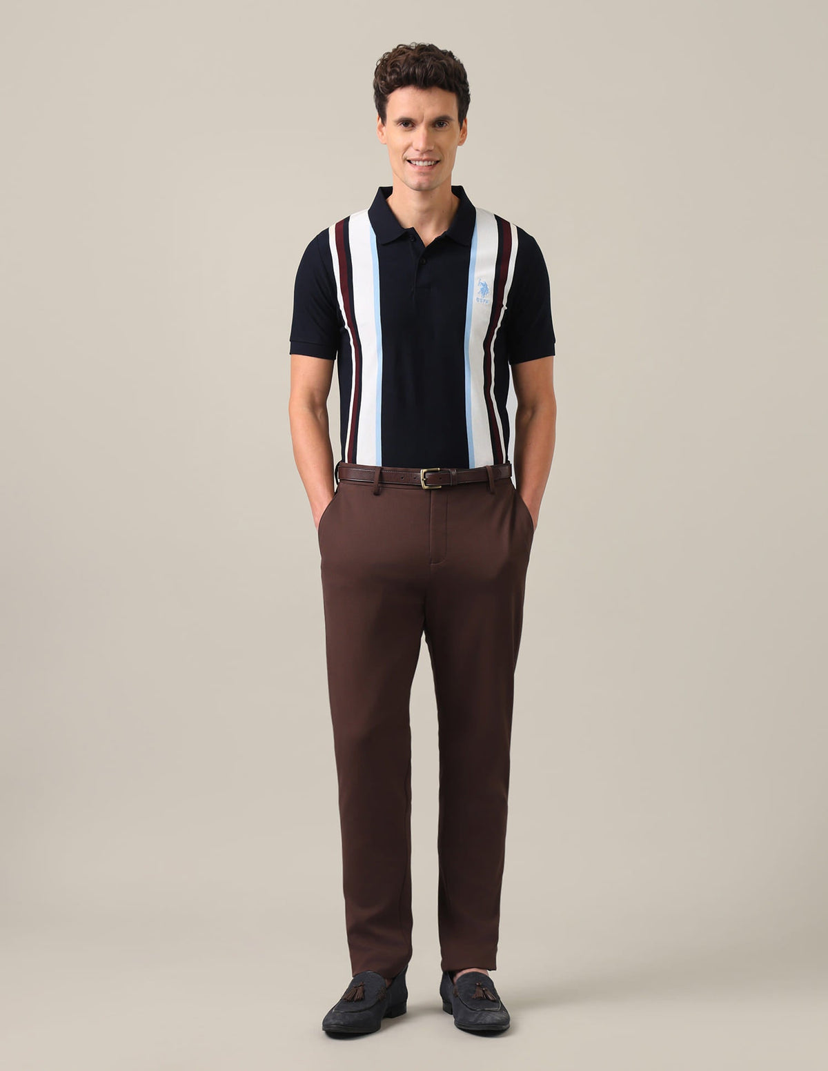 Vertical Striped Slim Fit Polo Shirt USP0