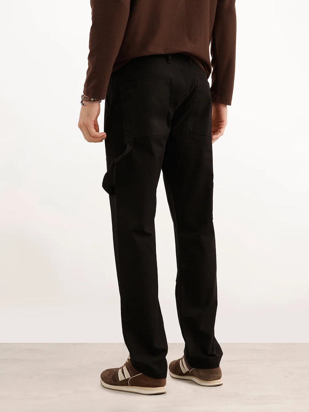 Solid Straight Fit Carpenter Trouser | Black