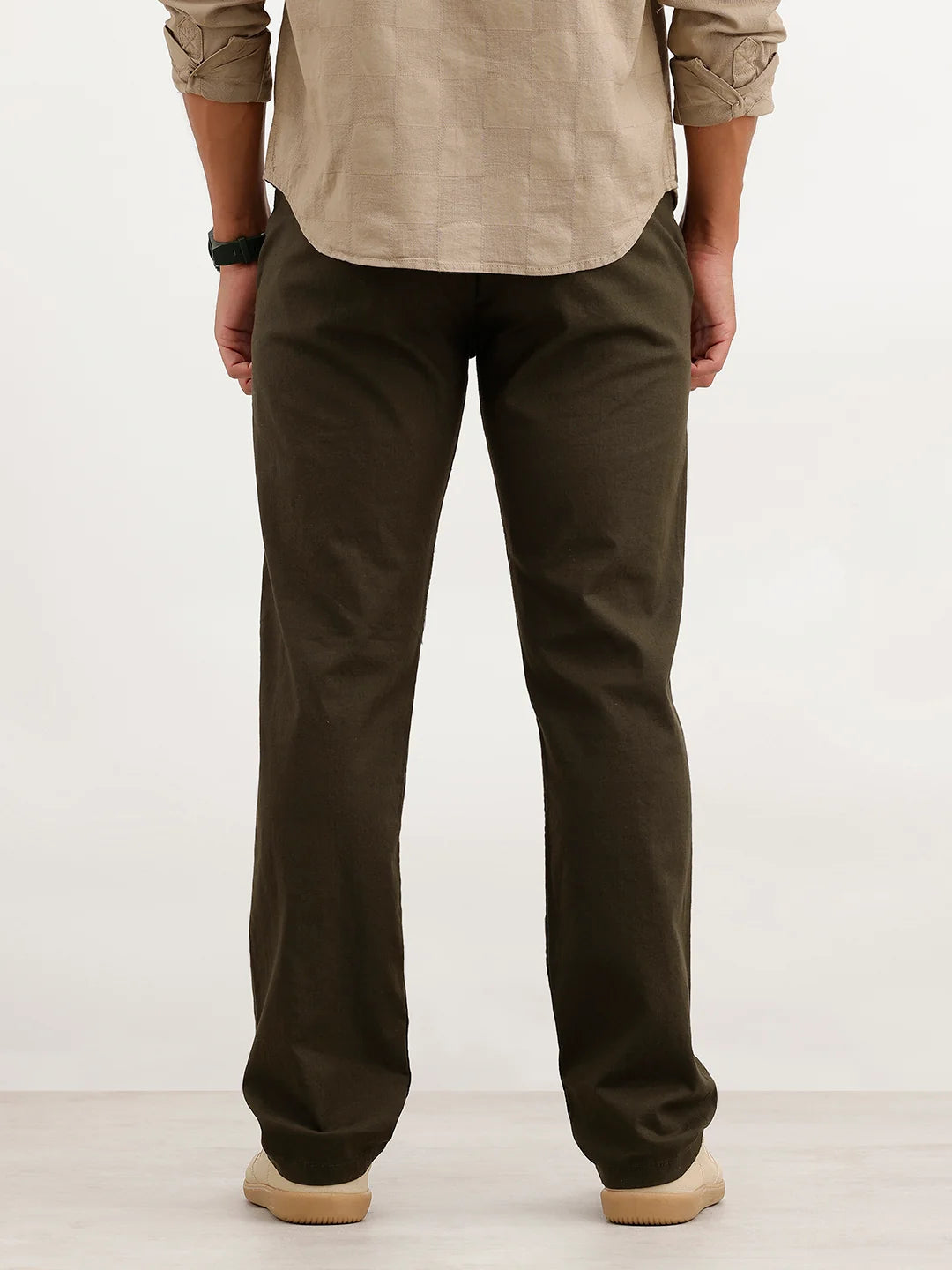 Solid Straight Fit Trouser | Olive
