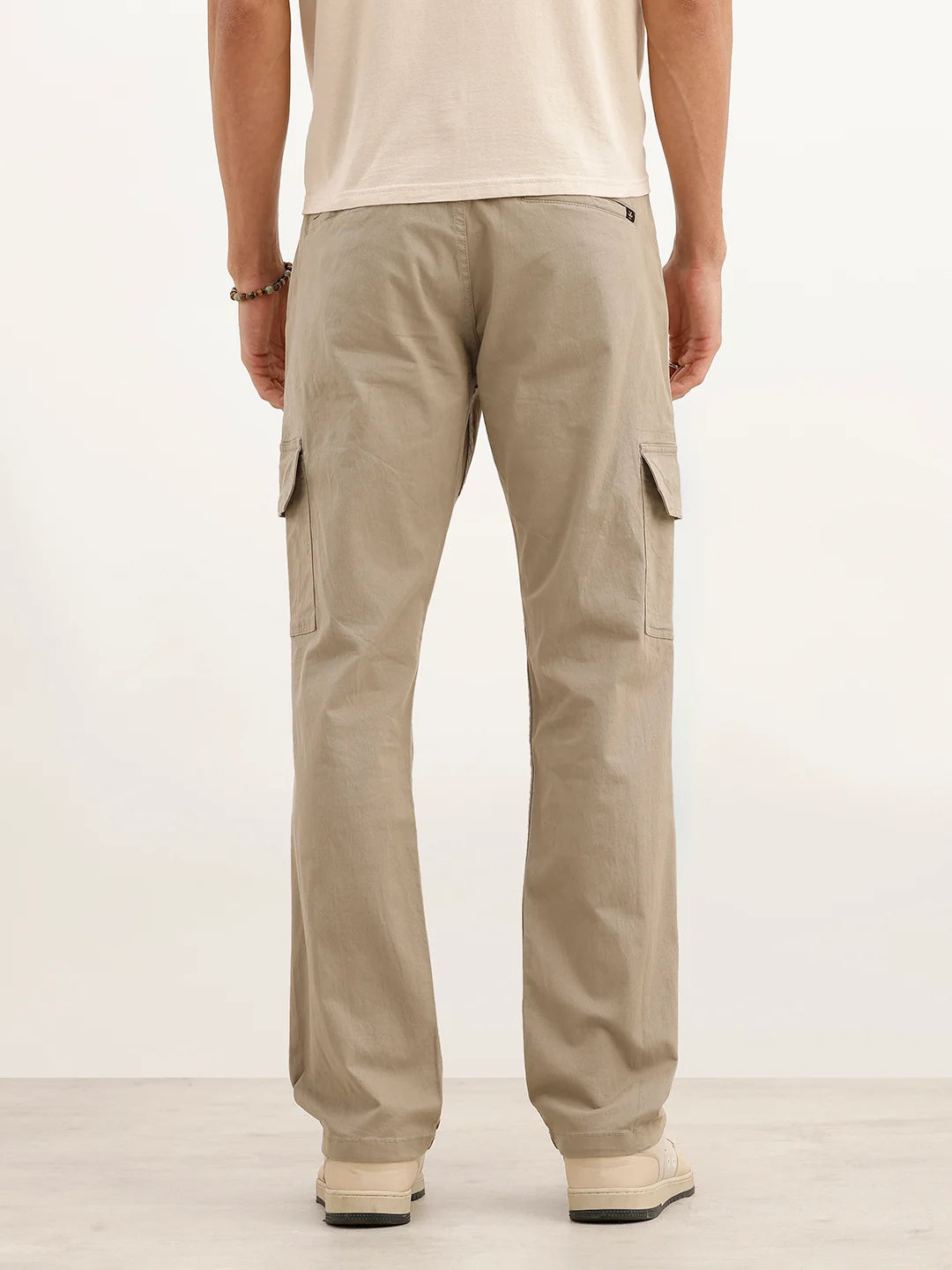 Solid Straight Fit Utility Trouser | Beige