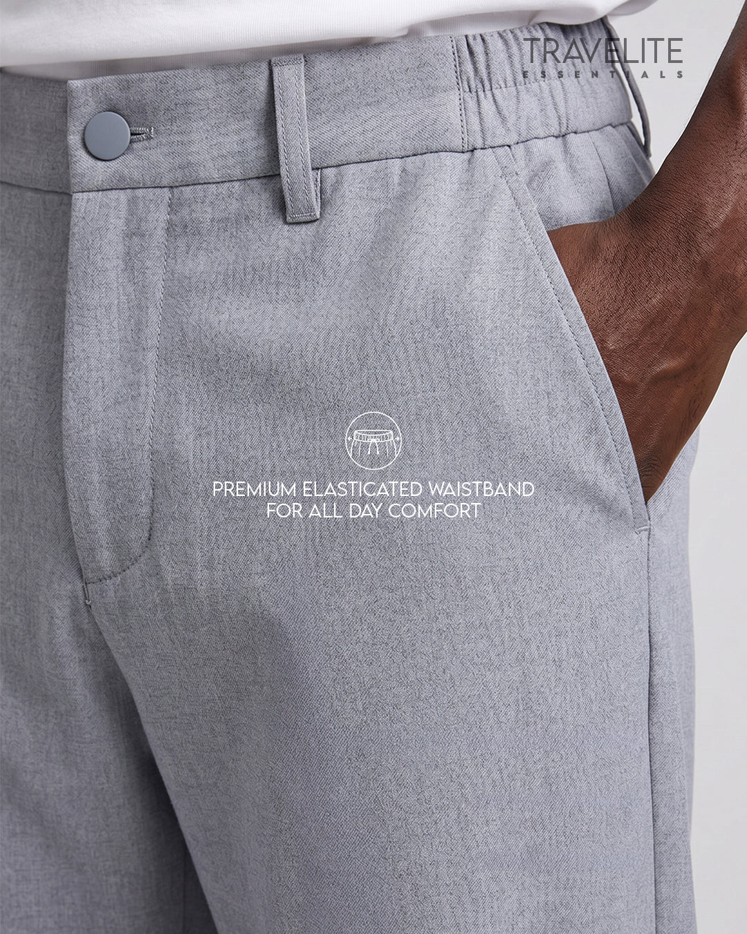 Travelite Straight Fit Trousers | Essential | Grey