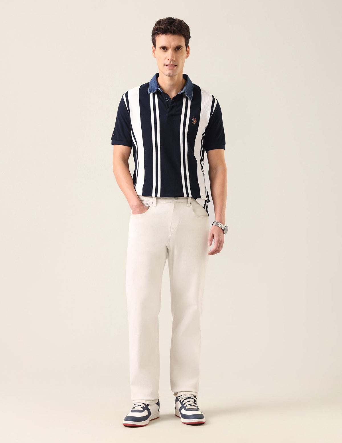 Vertical Striped Slim Fit Polo Shirt USP0
