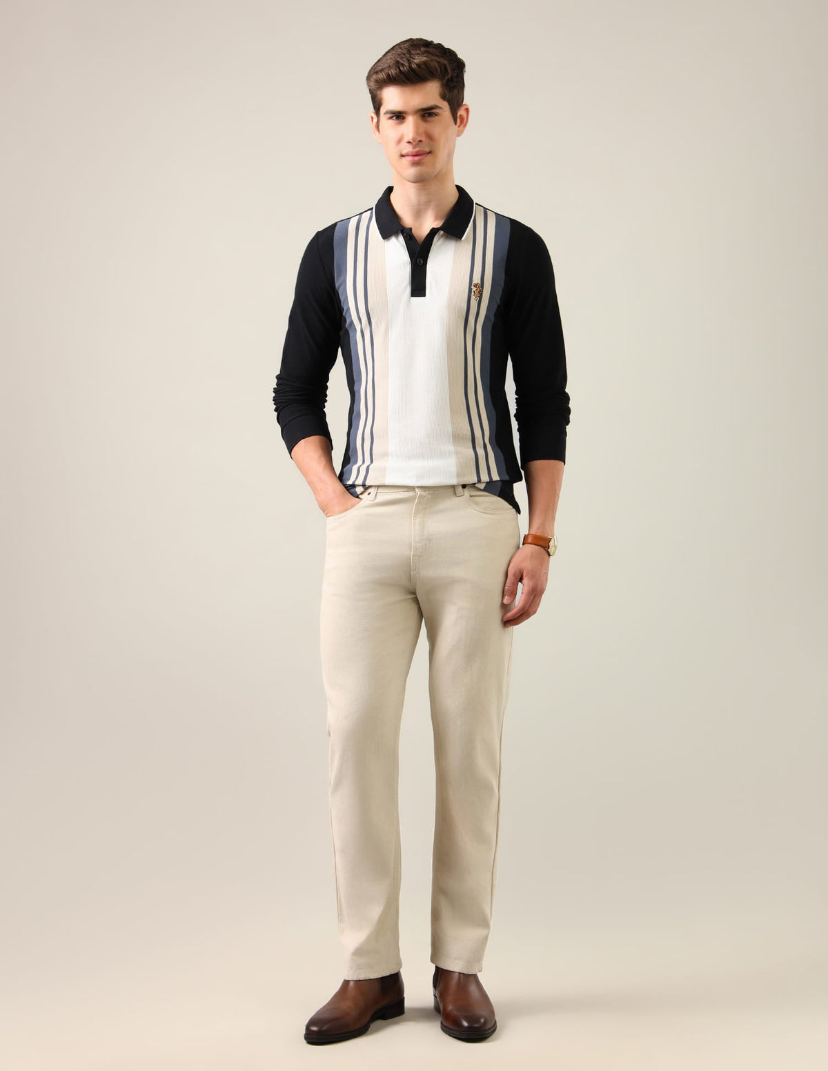 Vertical Striped Slim Fit Polo Shirt USP0