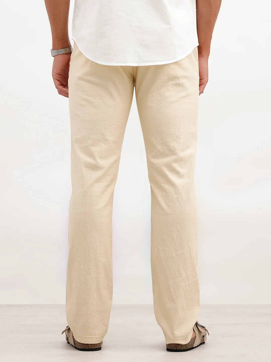 Solid Straight Fit Trouser | Beige